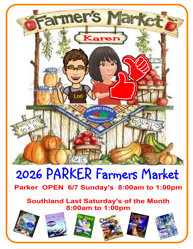 June 2026 Parker Farmers Market with Karen and Lori the Dip Lady
